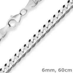 6mm Panzerkette Silberkette Collier Halskette aus 925 Silber 60cm