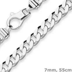 7mm Panzerkette Silberkette Collier Halskette aus 925 Silber 55cm
