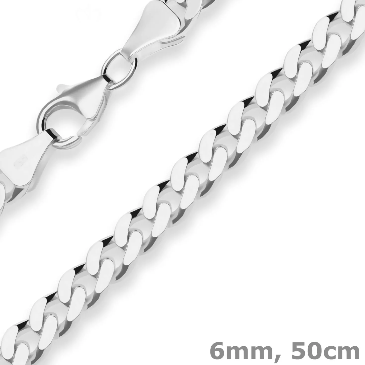 6mm Panzerkette Silberkette Collier Halskette aus 925 Silber 50cm