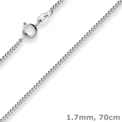 1,7mm Panzerkette Silberkette Collier Halskette aus 925 Silber rhodiniert 70cm