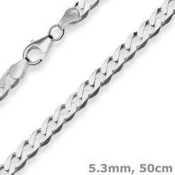 5,3mm Panzerkette Silberkette Collier Halskette aus 925 Silber rhodiniert 50cm