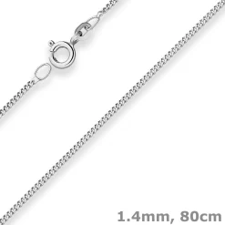 1,4mm Panzerkette Silberkette Collier Halskette aus 925 Silber rhodiniert 80cm
