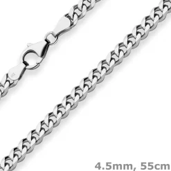 4,5mm Panzerkette Silberkette Collier Halskette aus 925 Silber rhodiniert 55cm