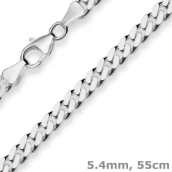 5,4mm Panzerkette Silberkette Collier Halskette aus 925 Silber rhodiniert 55cm