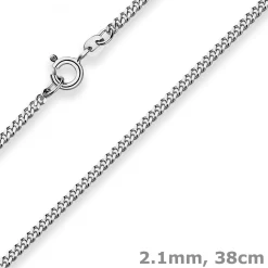 2,1mm Panzerkette Silberkette Collier Halskette aus 925 Silber rhodiniert 38cm