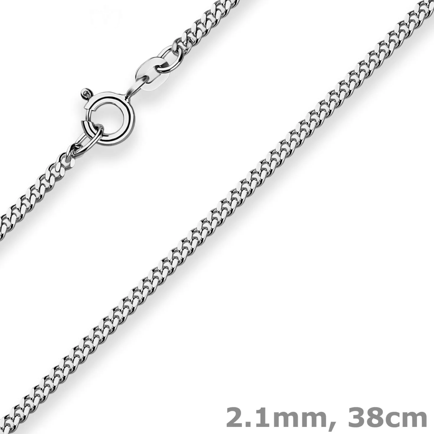 2,1mm Panzerkette Silberkette Collier Halskette aus 925 Silber rhodiniert 38cm