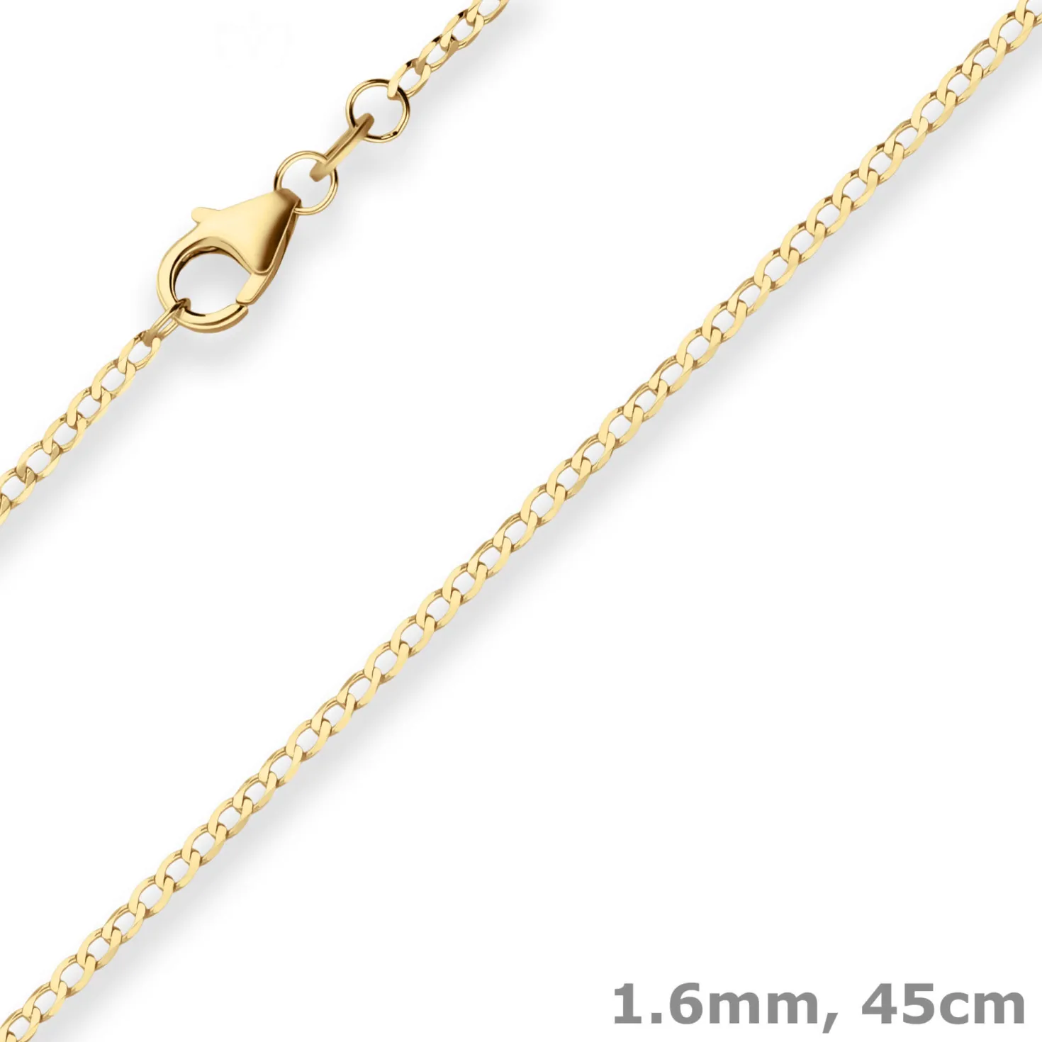 1,6mm Panzerkette weit Collier Halskette aus 333 Gold Gelbgold 45cm