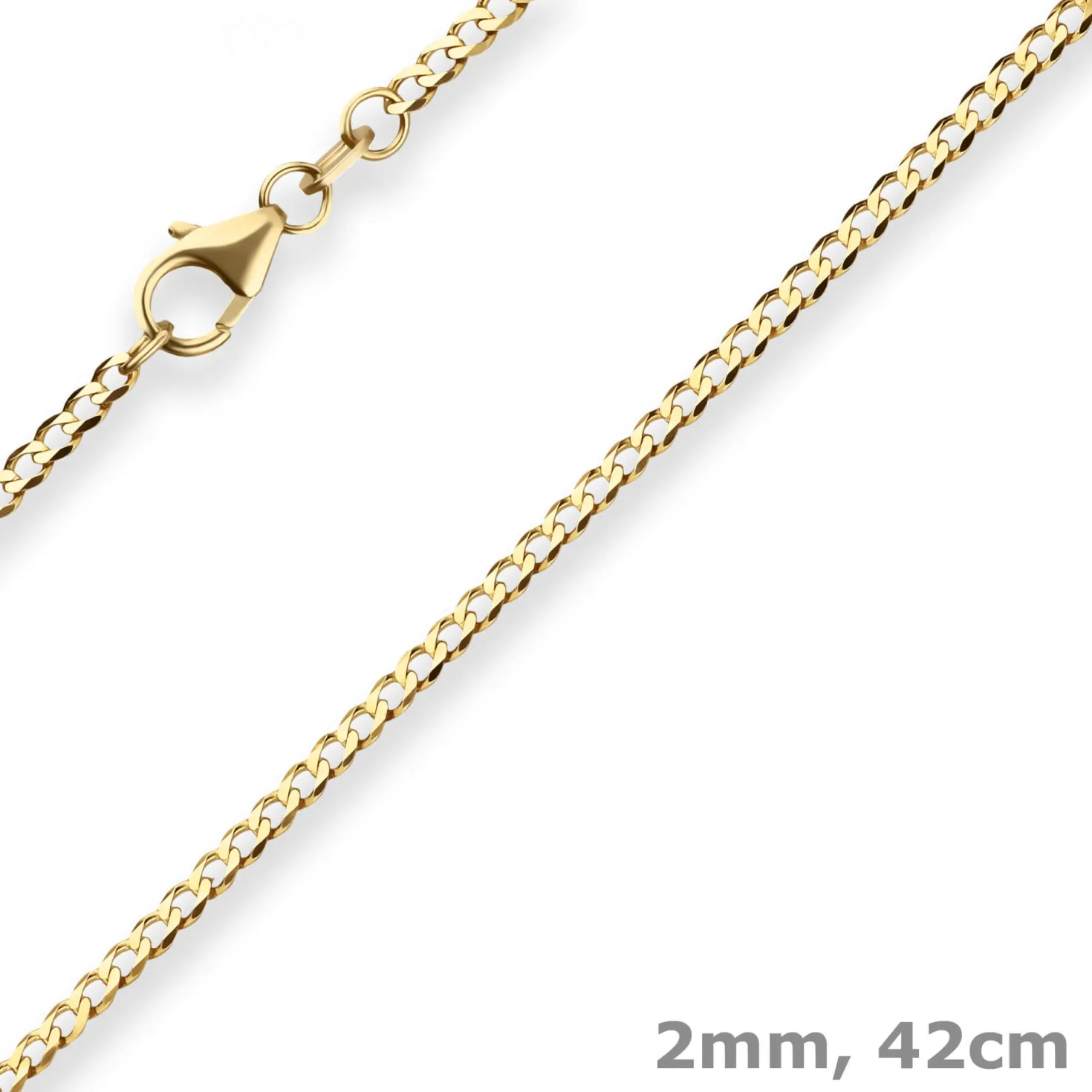2mm Panzerkette weit Goldkette Collier Halskette aus 585 Gold Gelbgold 42cm
