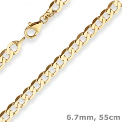 6,7mm Panzerkette weit Goldkette Collier Halskette aus 333 Gold Gelbgold 55cm