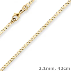2,1mm Panzerkette weit Goldkette Collier Halskette aus 333 Gold Gelbgold 42cm