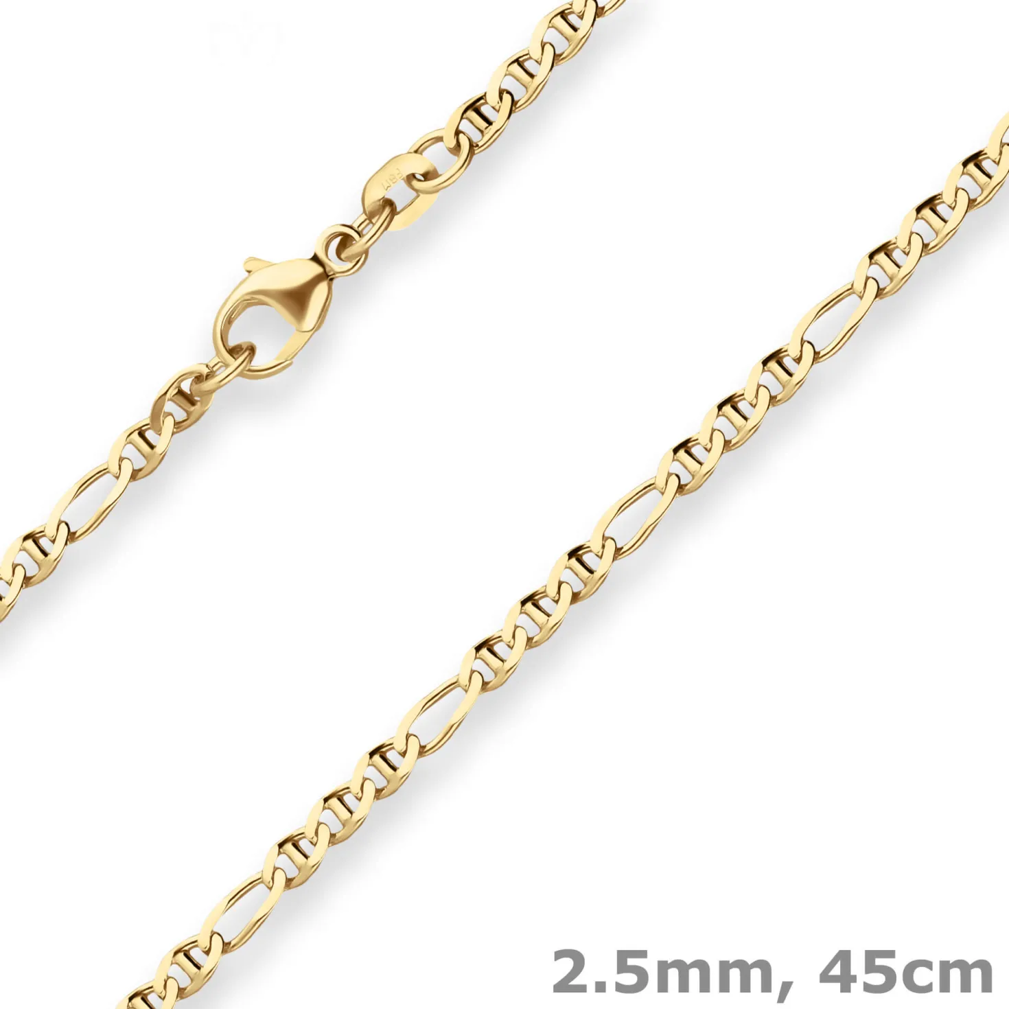 2,5mm Panzerstegkette Goldkette Collier Halskette aus 375 Gold Gelbgold 45cm