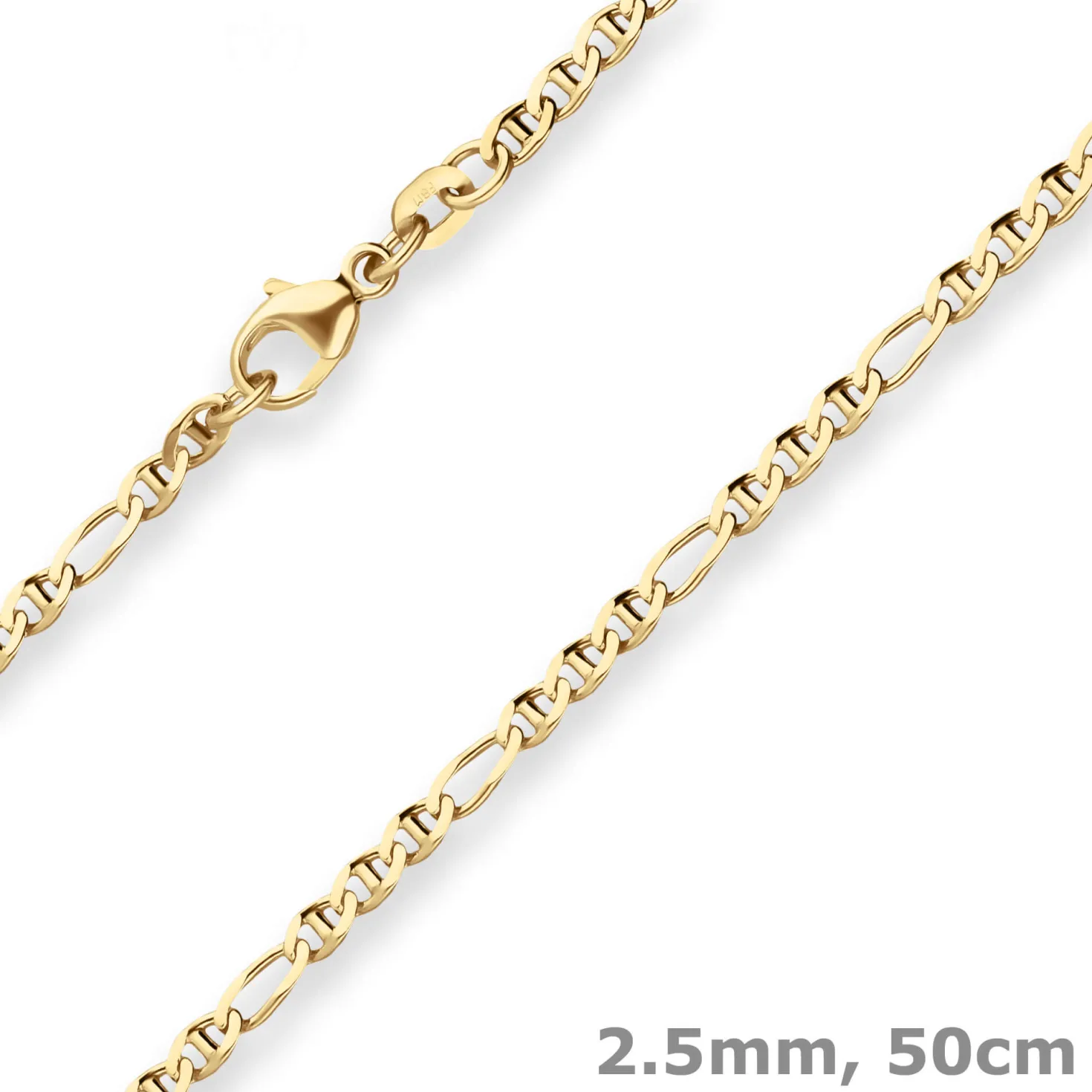 2,5mm Panzerstegkette Goldkette Collier Halskette aus 375 Gold Gelbgold 50cm