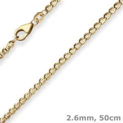 2,6mm Panzerstegkette Kette Collier Halskette aus 585 Gold Gelbgold 50cm