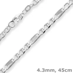4,3mm Panzerstegkette Silberkette Collier Halskette aus 925 Silber 45cm