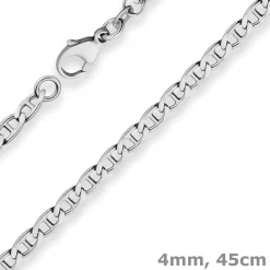 4mm Panzerstegkette Silberkette Collier Halskette aus 925 Silber rhodiniert 45cm