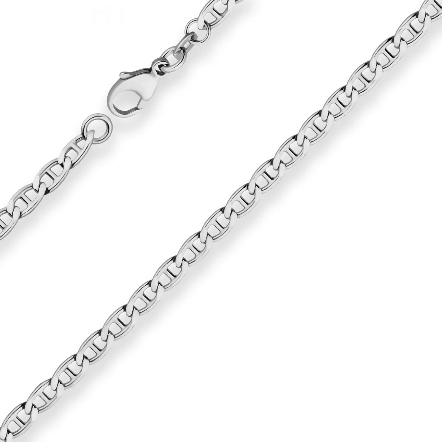 4mm Panzerstegkette Silberkette Collier Halskette aus 925 Silber rhodiniert 55cm