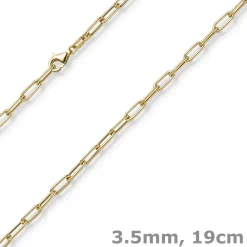 3,5mm Paper Clip Anker weit Armband Armkette aus 585 Gold Gelbgold 19cm