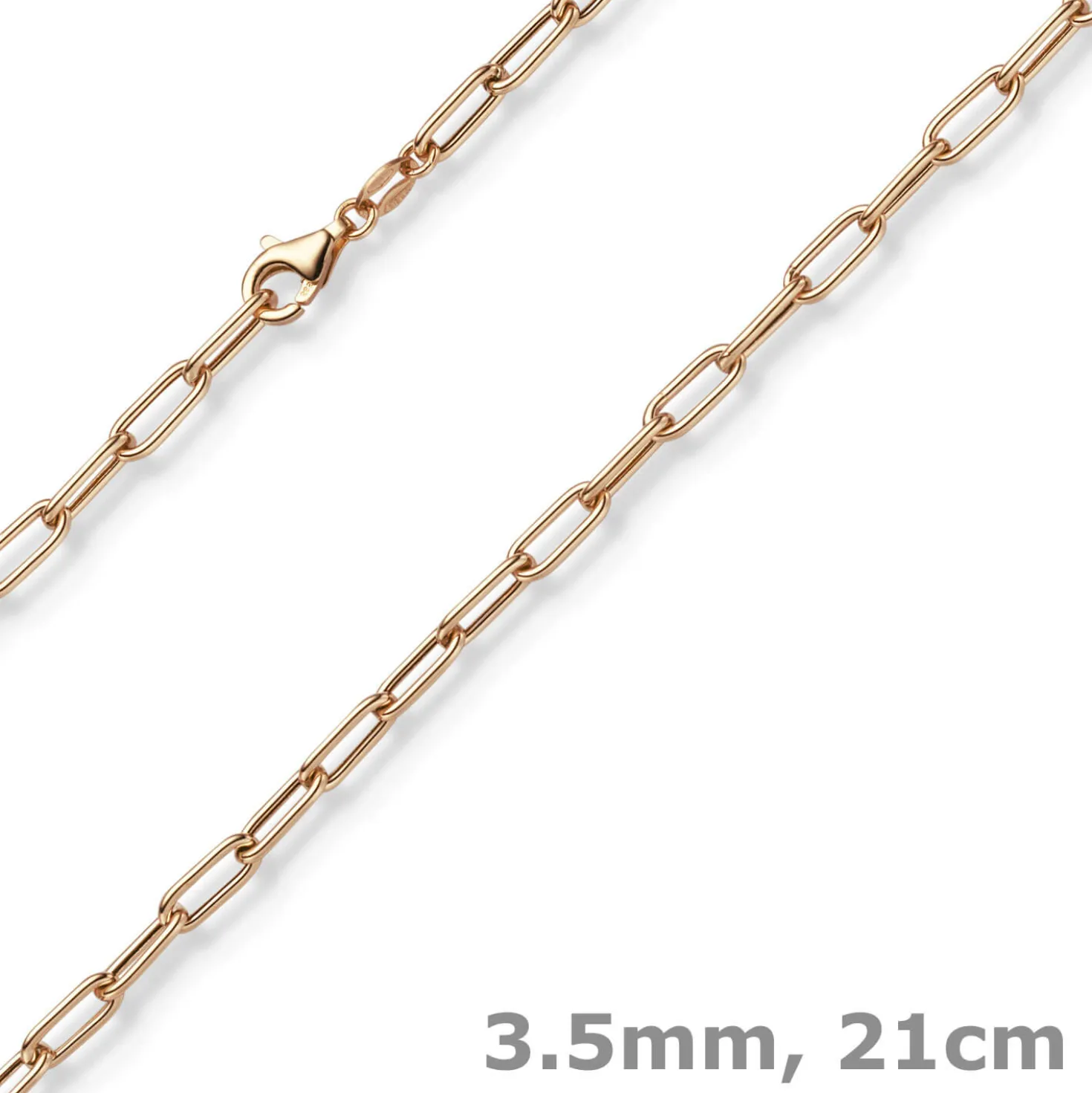 3,5mm Paper Clip Anker weit Armband Armkette aus 585 Gold Rotgold 21cm