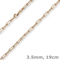 3,5mm Paper Clip Anker weit Armband Armkette aus 585 Gold Rotgold 19cm