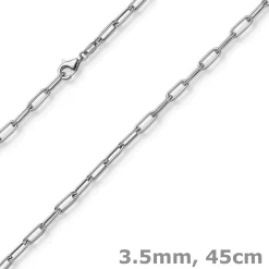 3,5mm Paper Clip Anker weit Kette Collier Halskette aus 585 Gold Weißgold 45cm