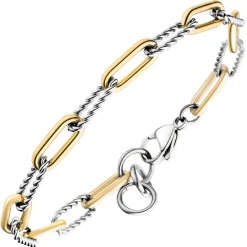 6,3mm Paper-Clip Armband aus Edelstahl goldfarben 19,5-21,5cm Armschmuck