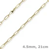 4,5mm Paper Clip Armband aus 585 Gold Gelbgold 21cm Armkette Armschmuck