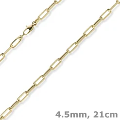 4,5mm Paper Clip Armband aus 585 Gold Gelbgold 21cm Armkette Armschmuck