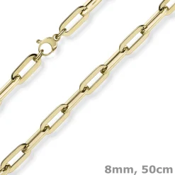8mm Paper Clip Kette Halskette Collier aus 750 Gold Gelbgold 50cm