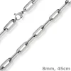 8mm Paper Clip Kette Halskette Collier aus 750 Gold Weißgold 45cm