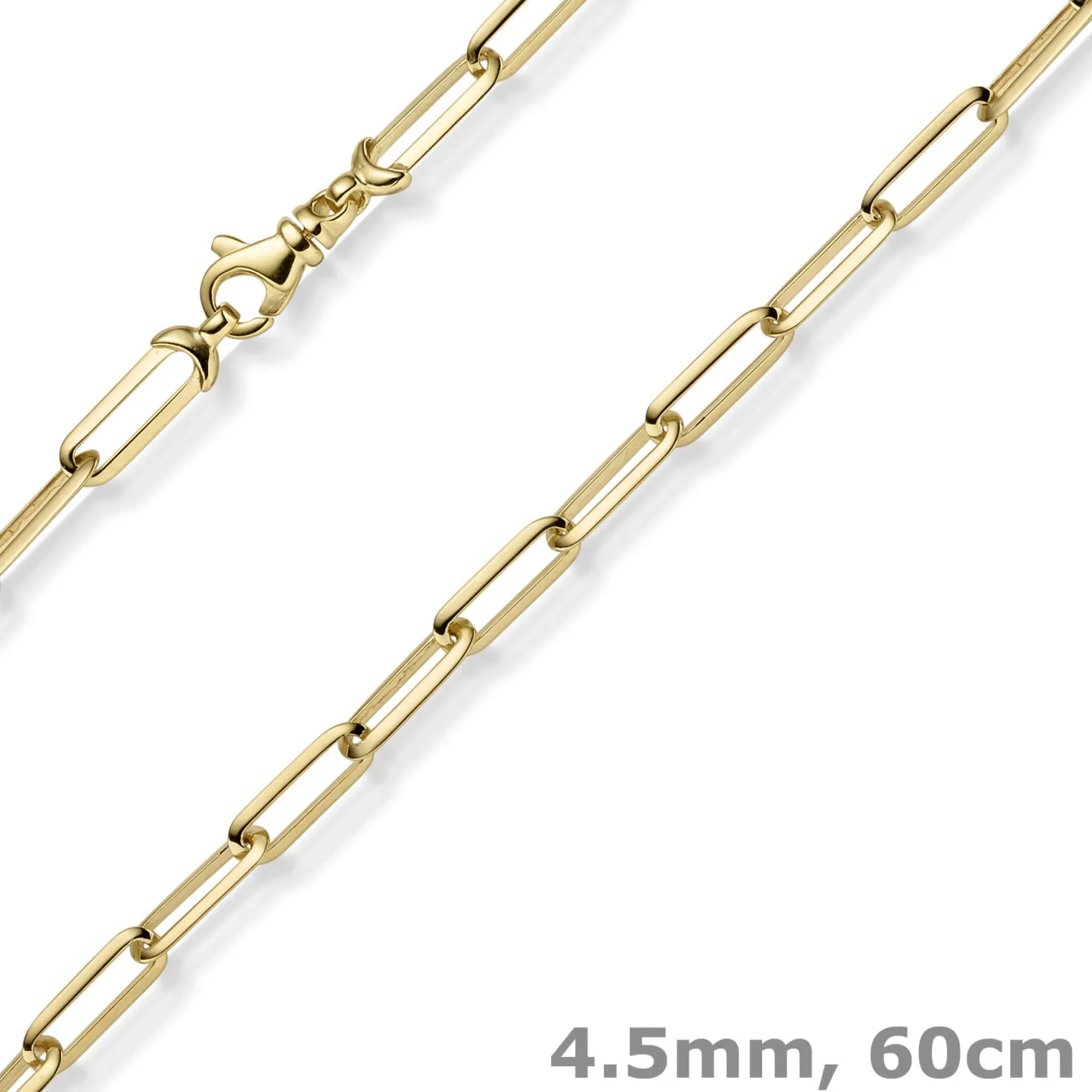 4,5mm Paper-Clip Kette Halskette Collier 585 Gold Gelbgold massiv 60cm