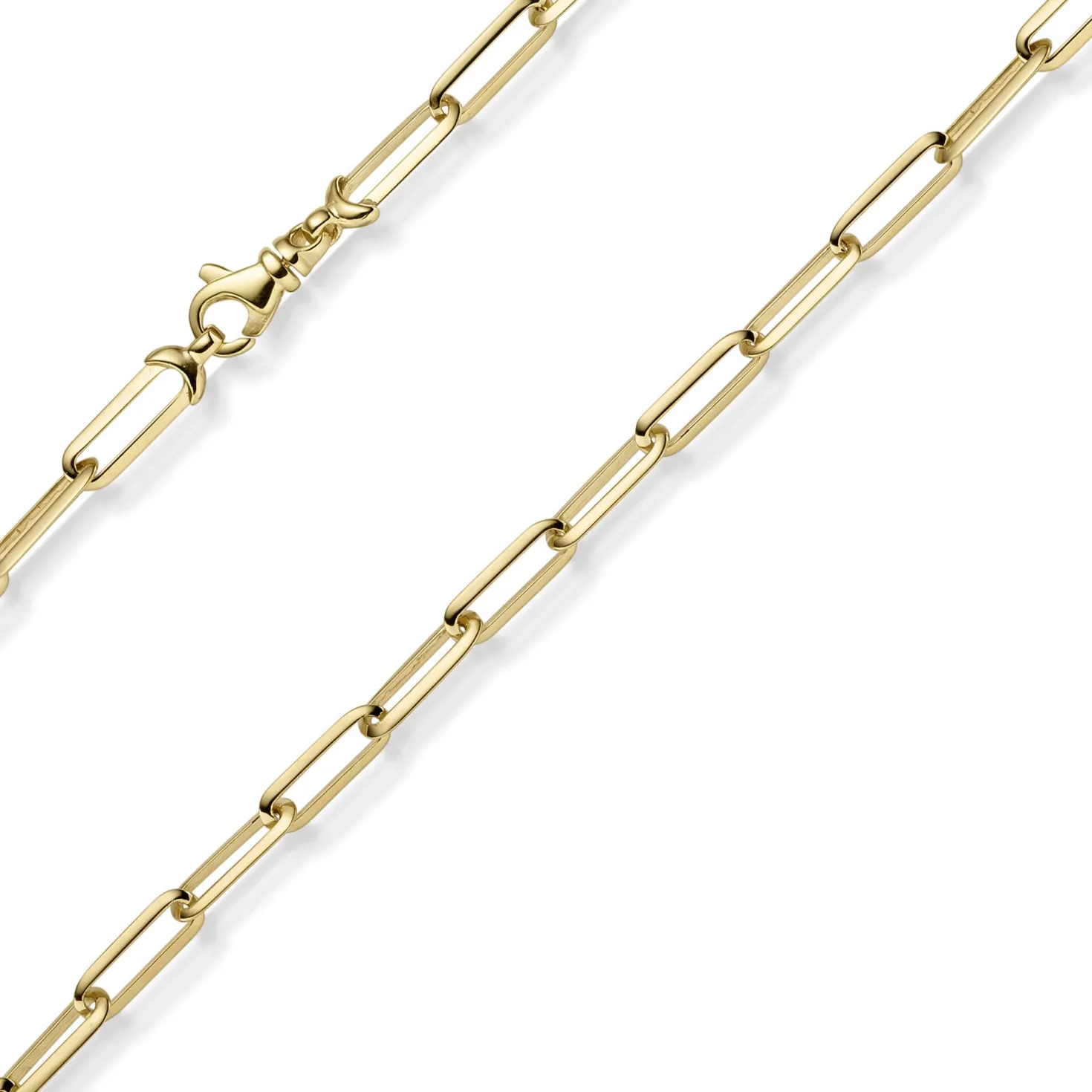 4,5mm Paper-Clip Kette Halskette Collier 585 Gold Gelbgold massiv 60cm