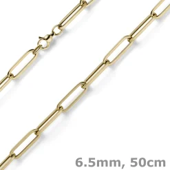 6,5mm Paper Clip Kette Kette Halskette Collier aus 585 Gold Gelbgold 50cm
