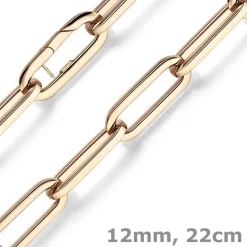 12mm Paper Clip Weit-Anker Armband Armkette aus 585 Gold Rotgold 22cm