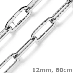 12mm Paper Clip Weit-Anker Kette Collier Halskette aus 585 Gold Weißgold 60cm