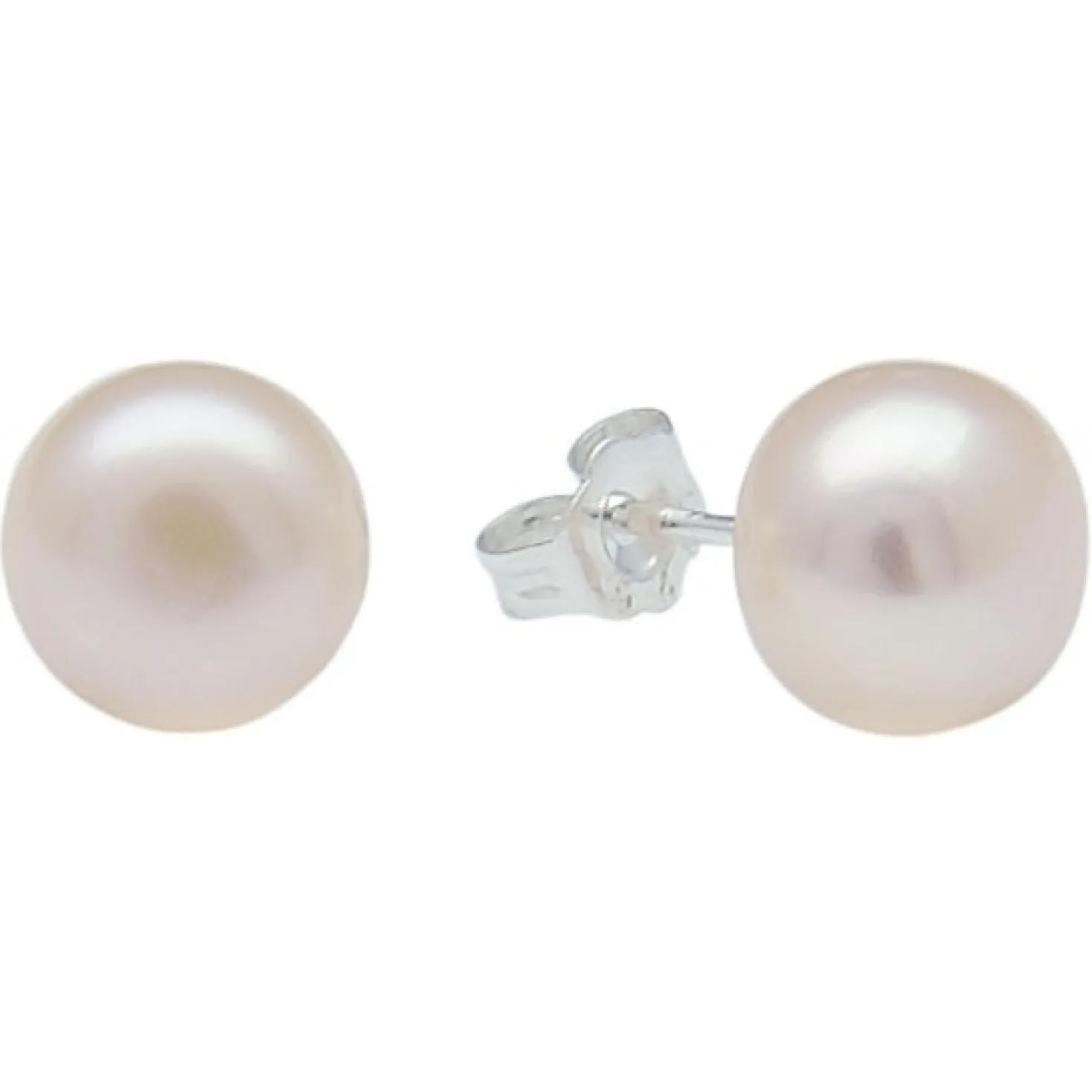 8,5-9,0 mm Perlen Ohrstecker 925 Silber rose Süßwasser-Zuchtperlen