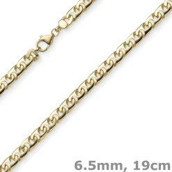 6,5mm Phantasiearmband Armkette Armschmuck, 585 Gold Gelbgold, glänzend, 19cm