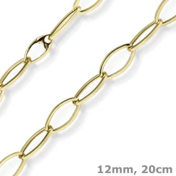 12mm Phantasie Armband Armkette aus 585 Gold Gelbgold glänzend 20cm