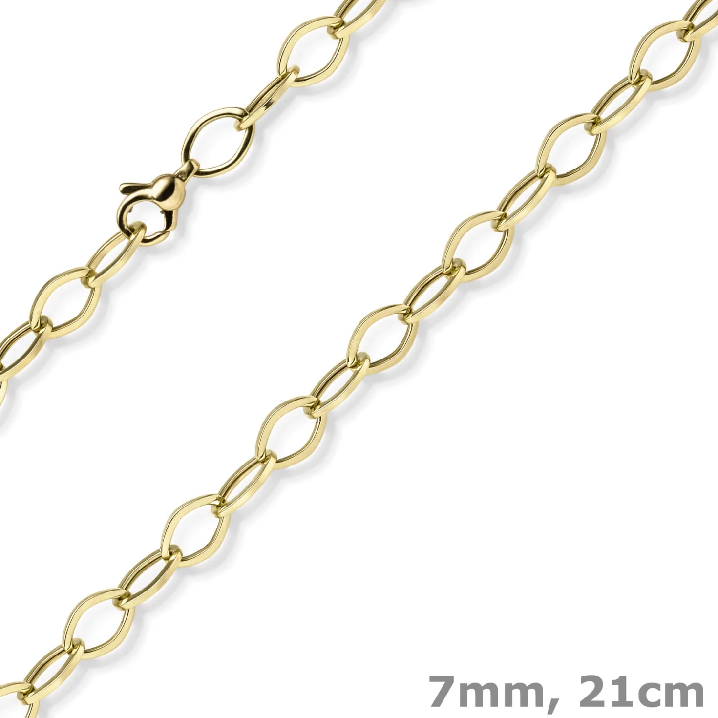 7mm Phantasie Armband Armkette aus 585 Gold Gelbgold glänzend 21cm