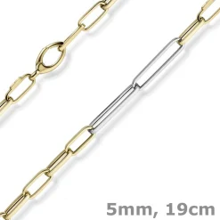 5mm Phantasie Armband Armkette aus 585 Gold Gelbgold Weißgold vierkant 19cm