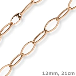 12mm Phantasie Armband Armkette aus 585 Gold Rotgold glänzend 21cm