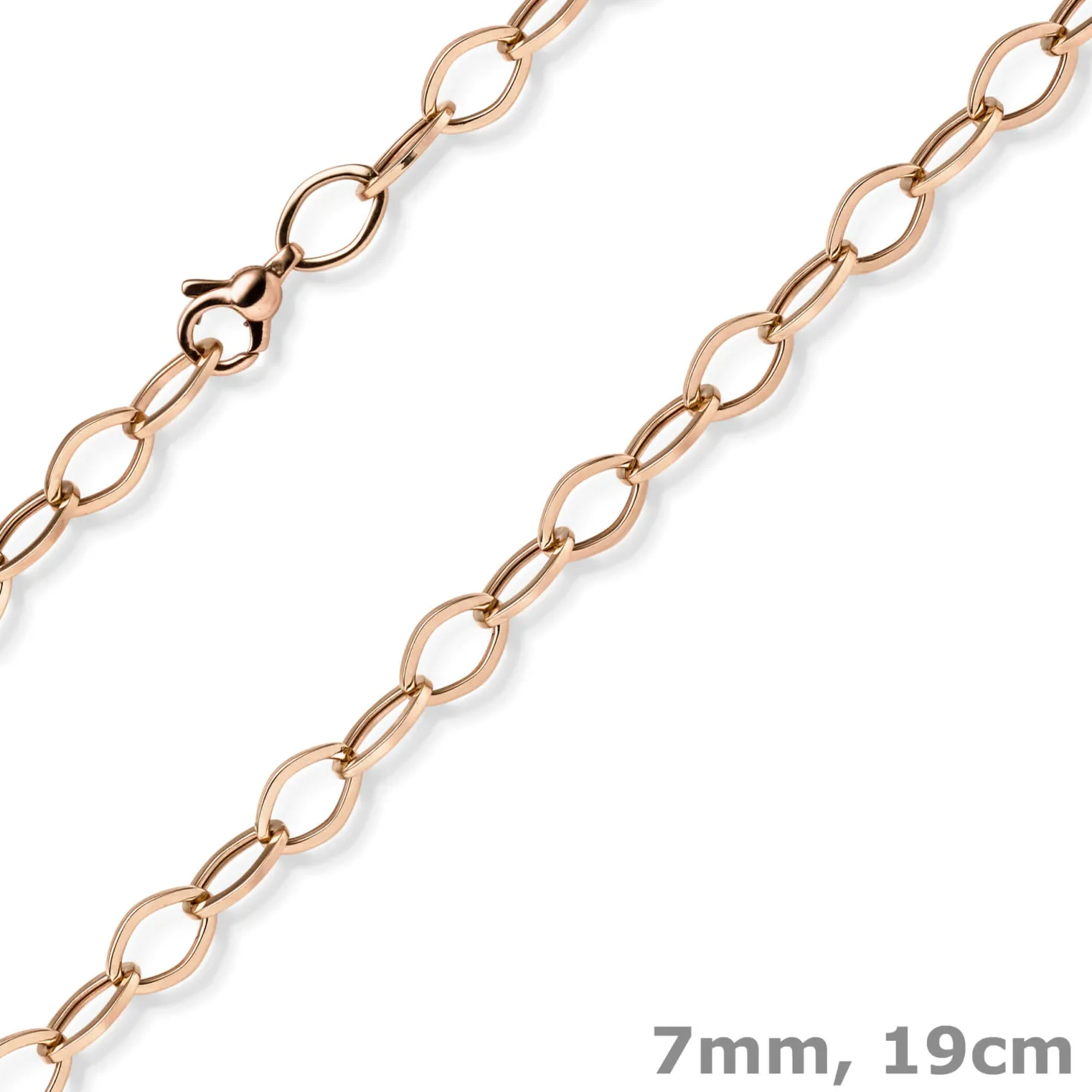 7mm Phantasie Armband Armkette aus 585 Gold Rotgold glänzend 19cm