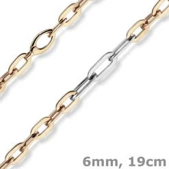 6mm Phantasie Armband Armkette aus 585 Gold Weißgold Rotgold oval flach 19cm