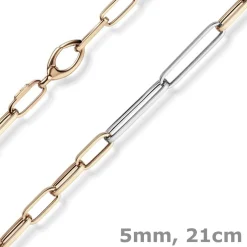 5mm Phantasie Armband Armkette aus 585 Gold Weißgold Rotgold vierkant 21cm