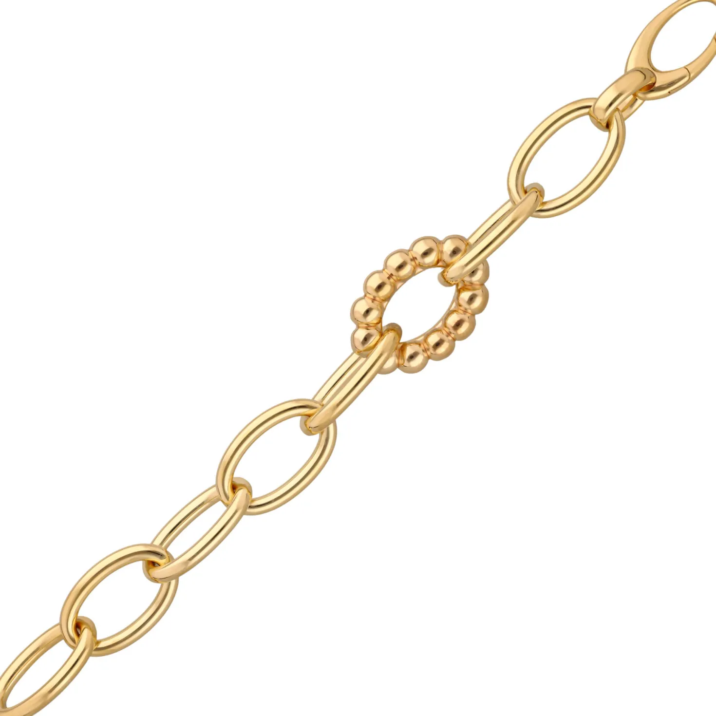 16,5mm Phantasie-Armband Kettenglieder mit Kügelchen 585 Gold Gelbgold 22cm