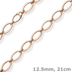 12,5mm Phantasie-Armband ovale Kettenglieder Armkette 585 Gold Rotgold 21cm