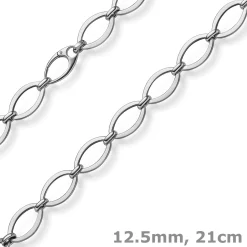 12,5mm Phantasie-Armband ovale Kettenglieder Armkette 585 Gold Weißgold 21cm