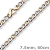 7,5mm Phantasie Halskette Collier aus 585 Gold Weißgold Rotgold bicolor 60cm