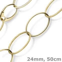 24mm Phantasie Kette Collier aus 585 Gold Gelbgold matt glänzend 50cm