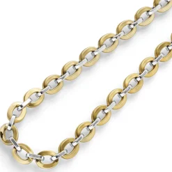 6,5mm Phantasie-Kette Collier 585 Gold Gelbgold Weißgold bicolor 45cm glänzend