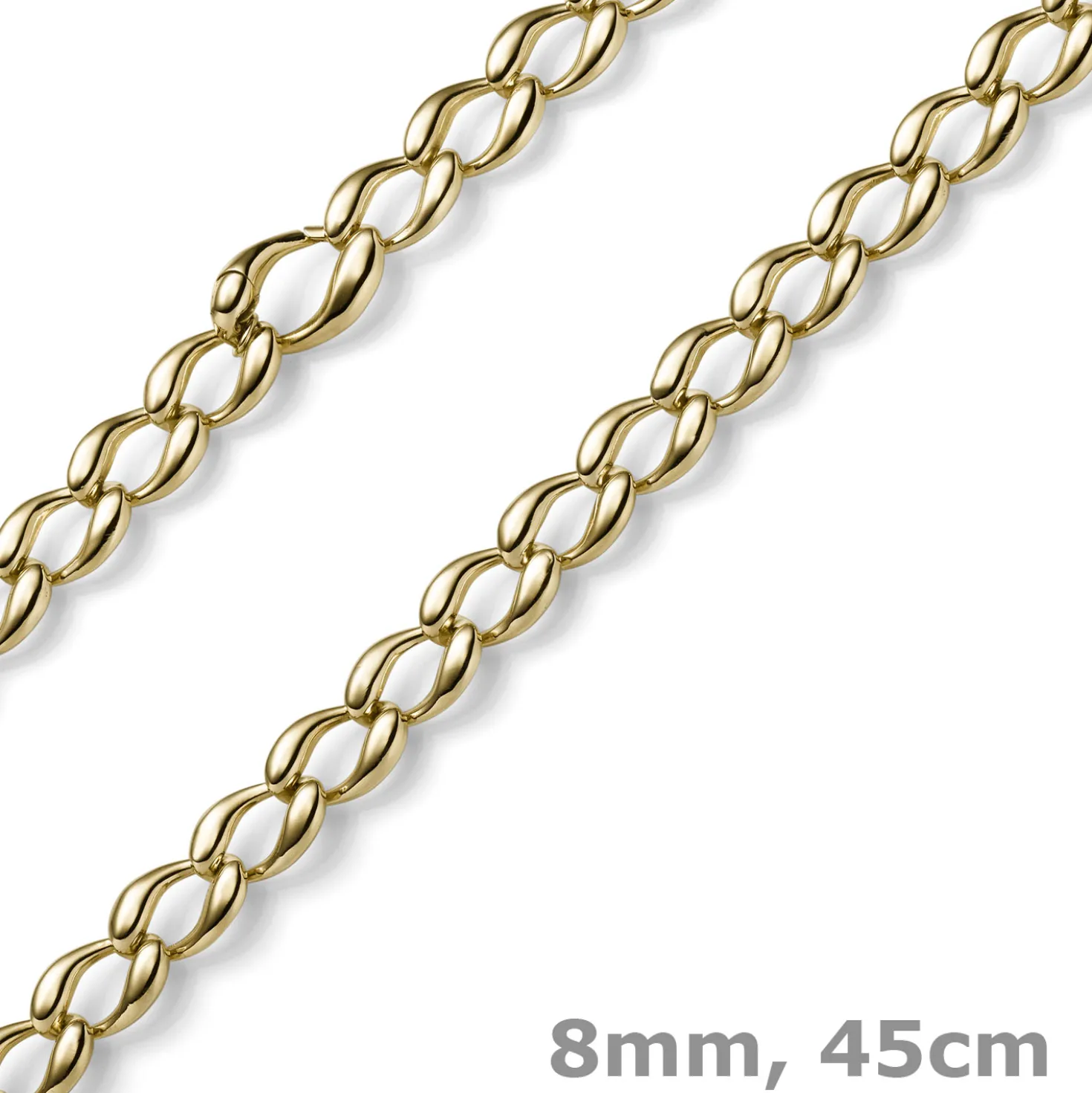 8mm Phantasiekette Collier Halskette Halsschmuck 585 Gold Gelbgold glänzend 45cm
